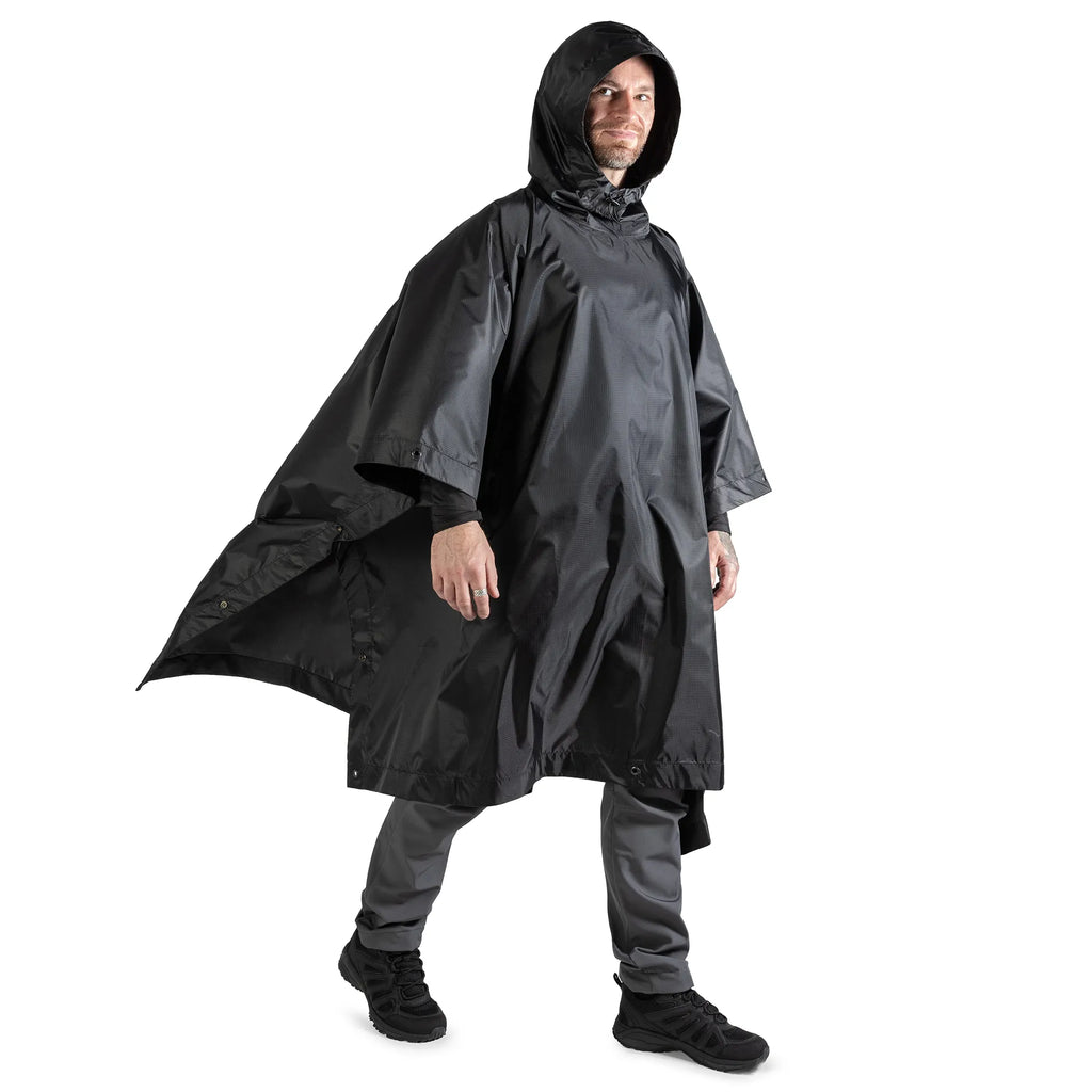 Pilgrim Rip-Stop Black Poncho