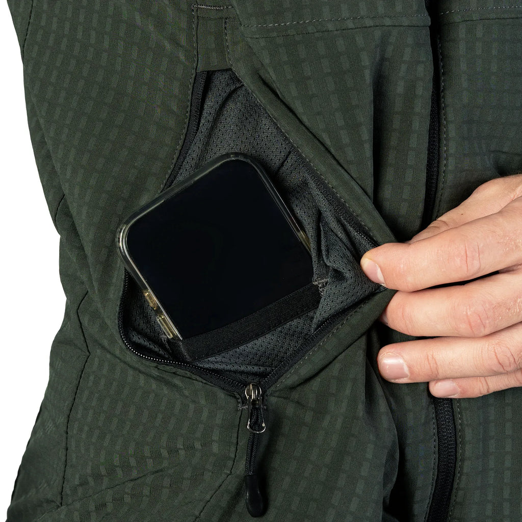 Lightweight Fleece Jacket TechGrid Hood Olive