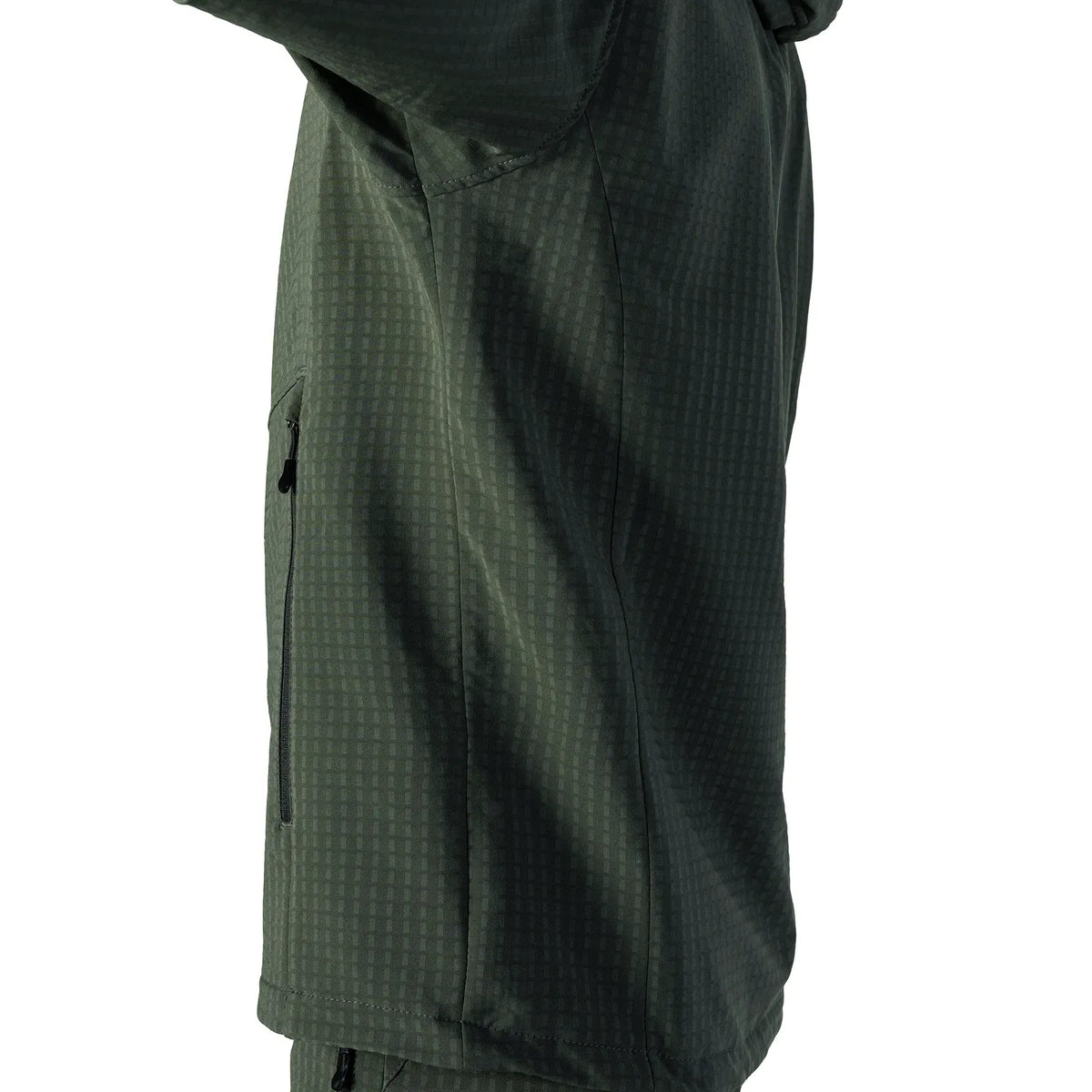 Lightweight Fleece Jacket TechGrid Hood Olive