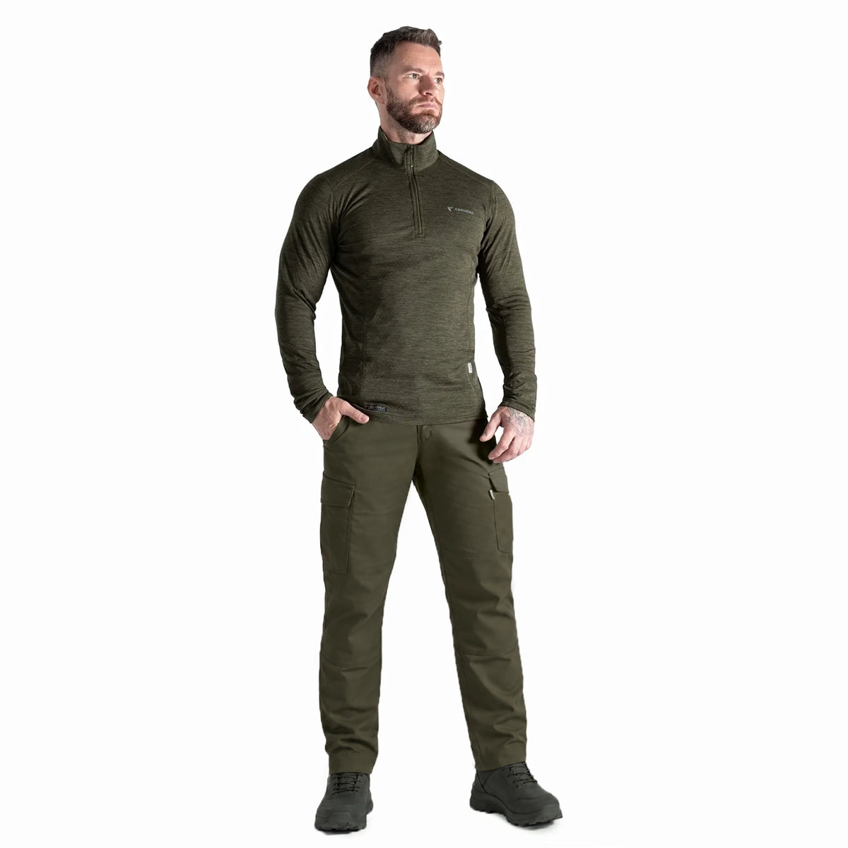 Hawk Hex Thermal Shirt Olive Melange