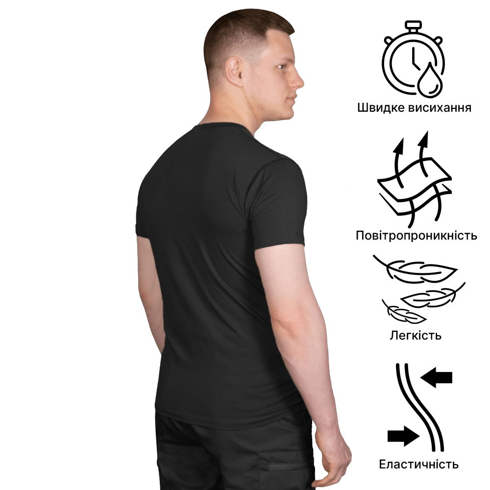 Modal T-Shirt with Print Black (White Trident)