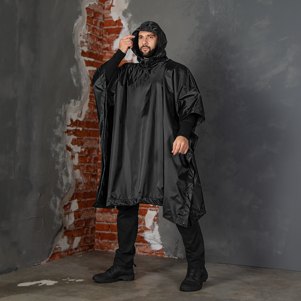 Pilgrim Rip-Stop Black Poncho