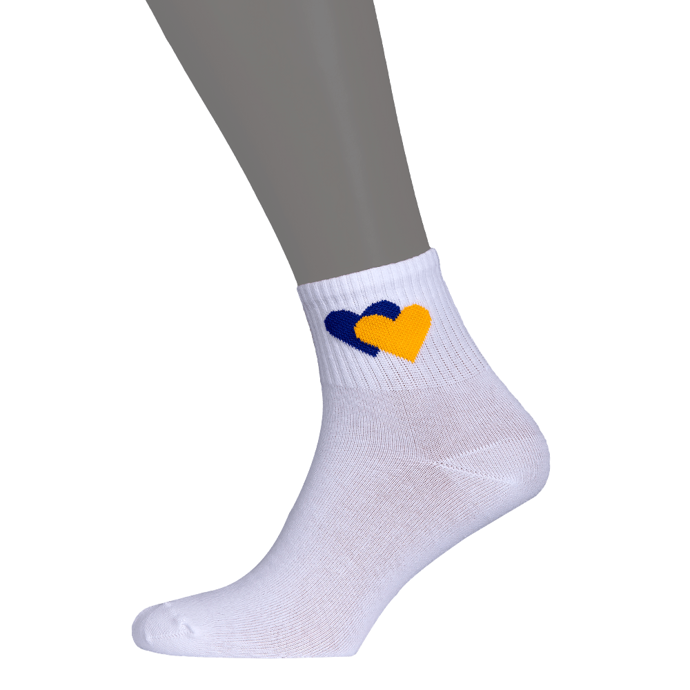 Yellow-Blue Hearts Socks White