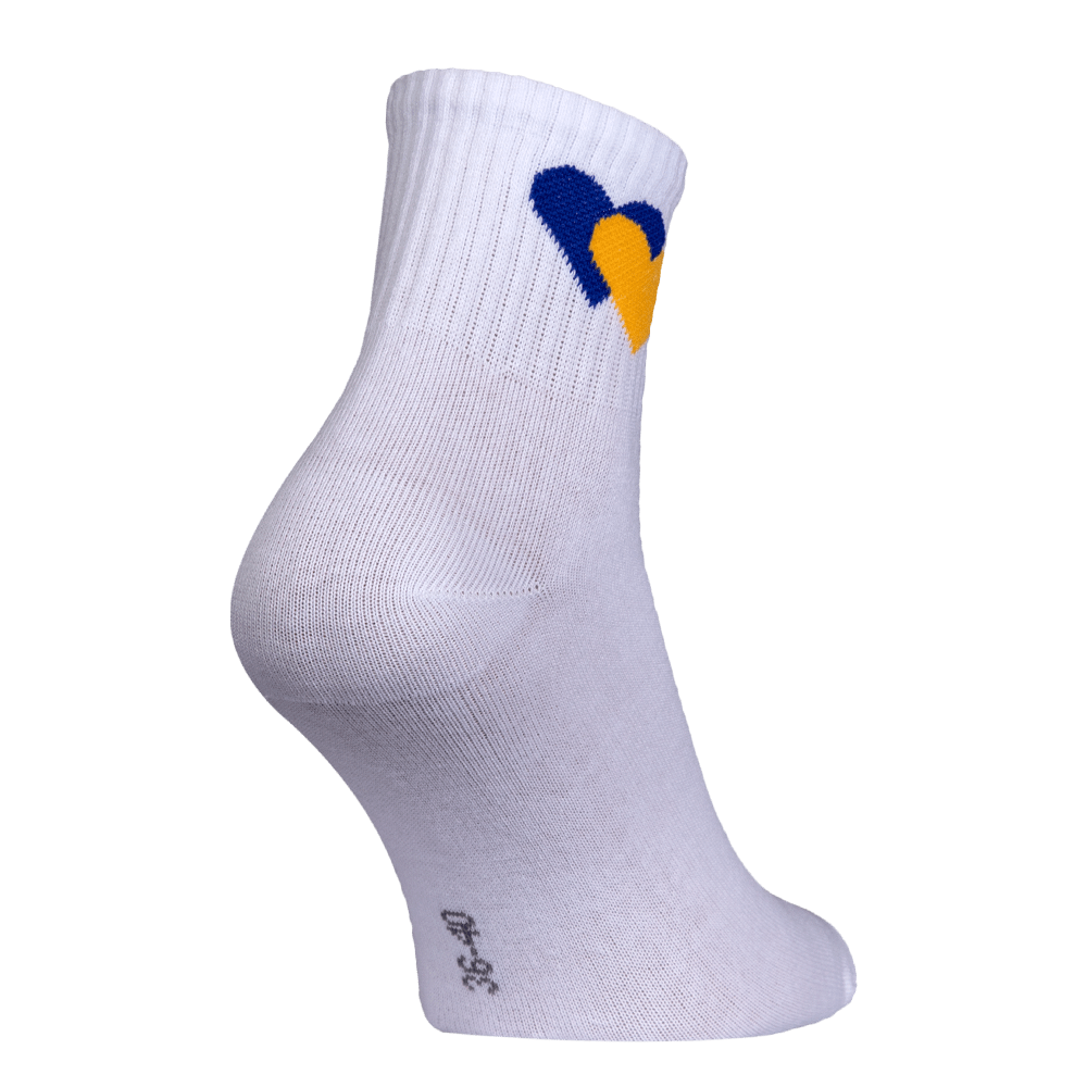 Yellow-Blue Hearts Socks White