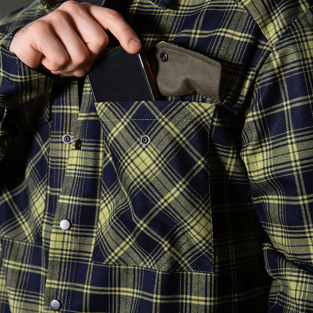 “Bureviy” Shirt (Logo Orange) Lime Green/Navy