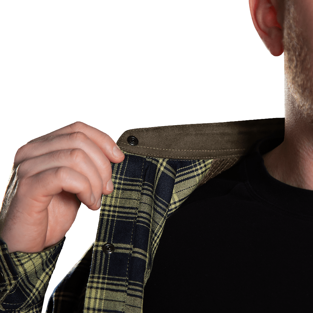 “Bureviy” Shirt (Logo Tan) Lime Green/Navy