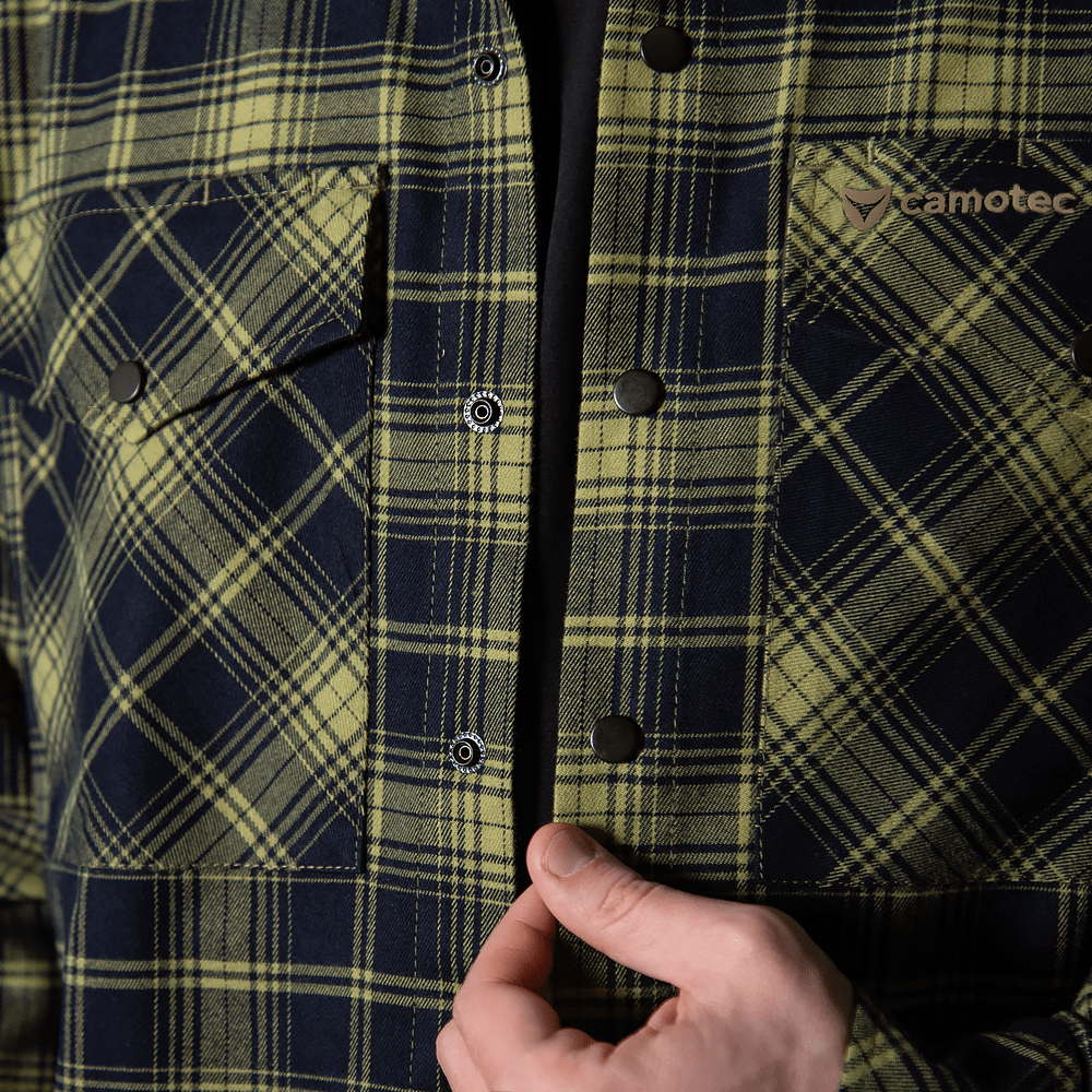 “Bureviy” Shirt (Logo Tan) Lime Green/Navy